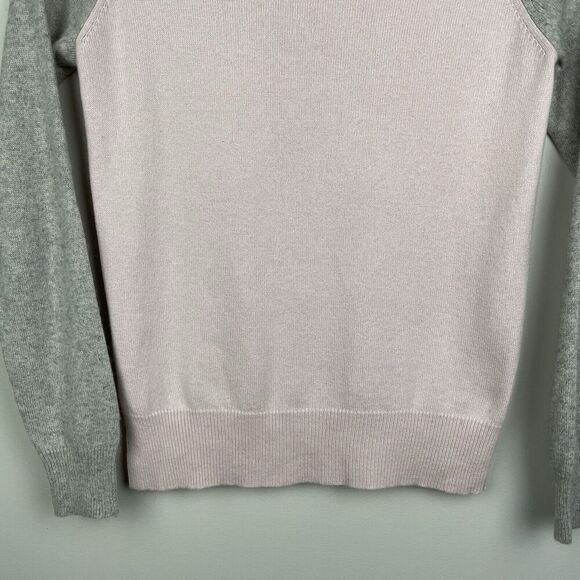 VTG Theory Silk Cashmere Sweater Womens Small Pink Gray Colorblock Soft Luxury - Picture 5 of 10